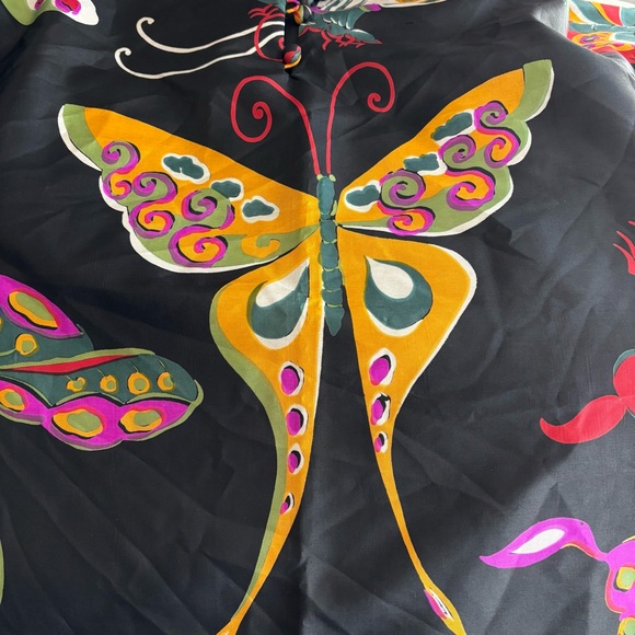 Smithsonian Institution Thai Silk Butterfly Caftan Kaftan One Size Travel Resort - Picture 5 of 10